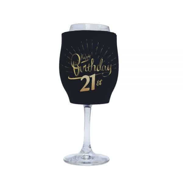 Birthday 21st Stubby Holder Wine